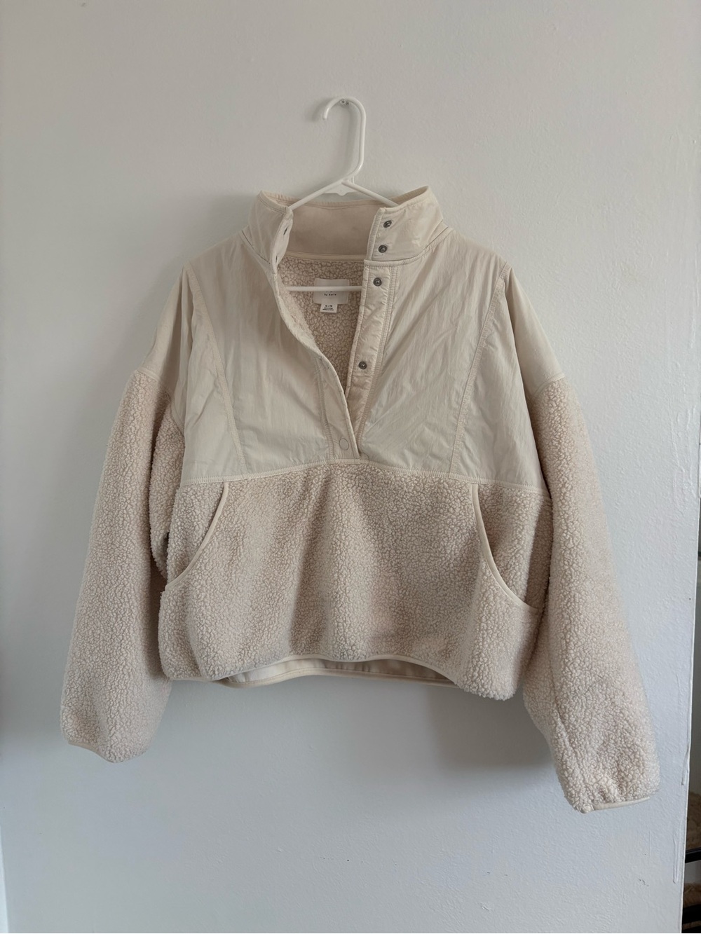 aerie Cream Teddy Pullover Jacket